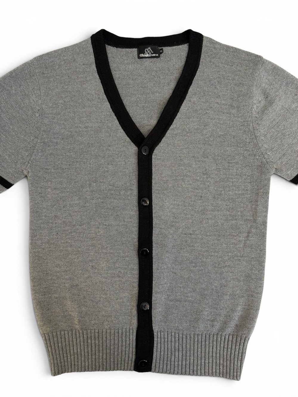 Molokai Surf Gray Black Cardigan Sweater Men’s Small Preppy Academia - Picture 3 of 10